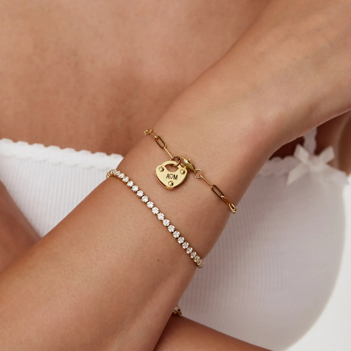 Heart Lock Initial Bracelet