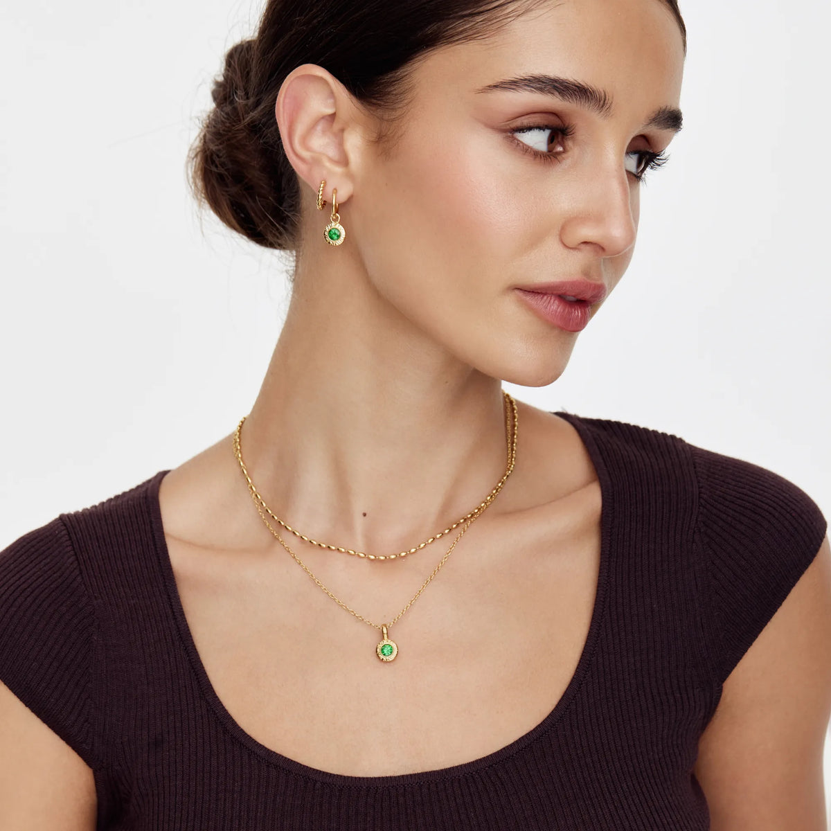 Crushed Birthstone Pendant Necklace