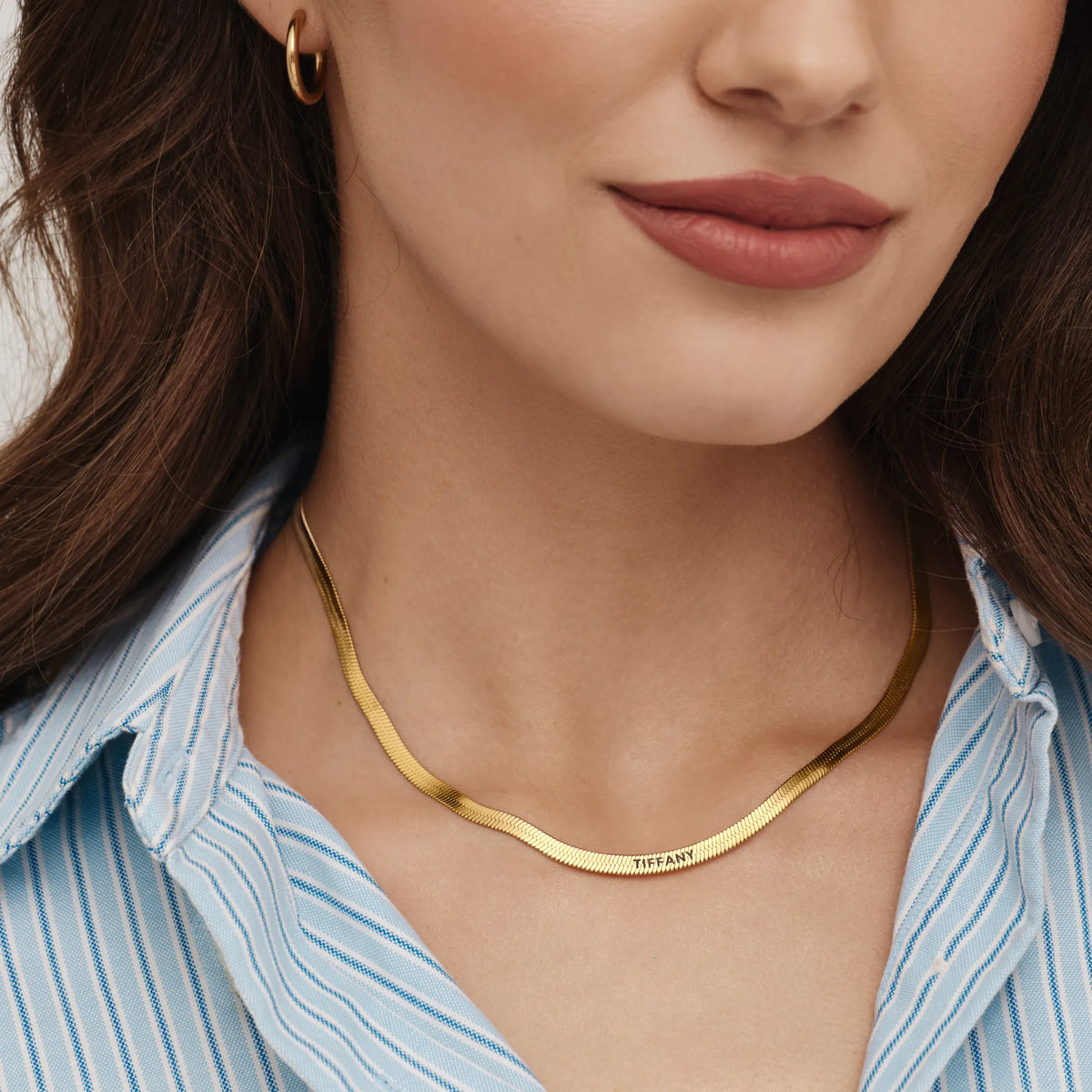 Engraved Herringbone Necklace