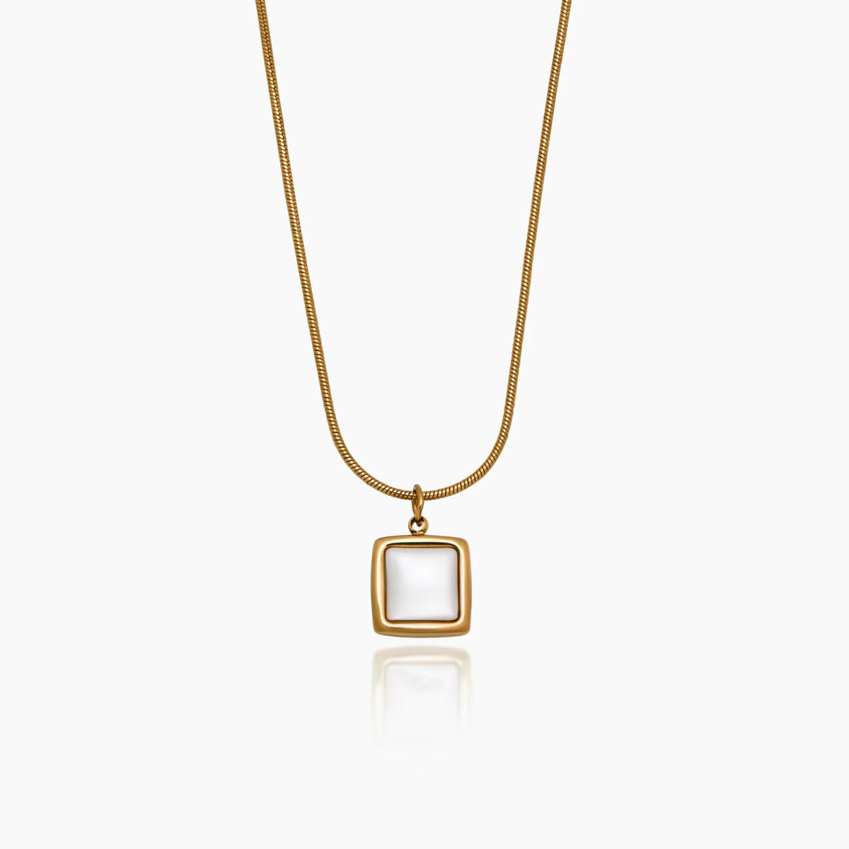 Mother of Pearl Square Pendant Necklace