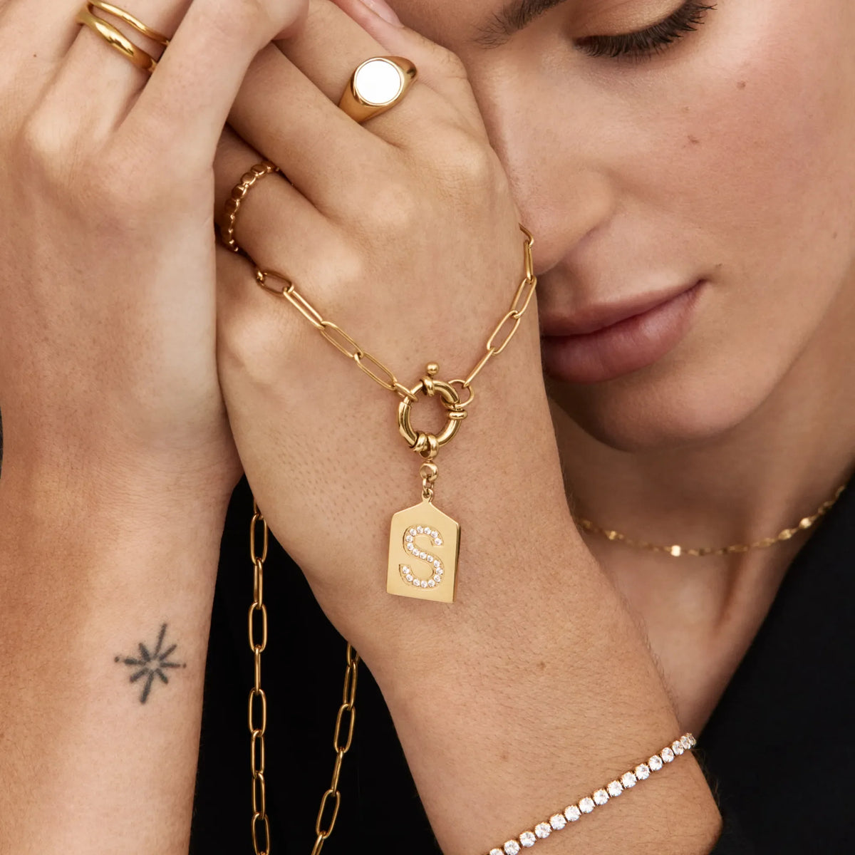 Pavè Initial Pendant Necklace