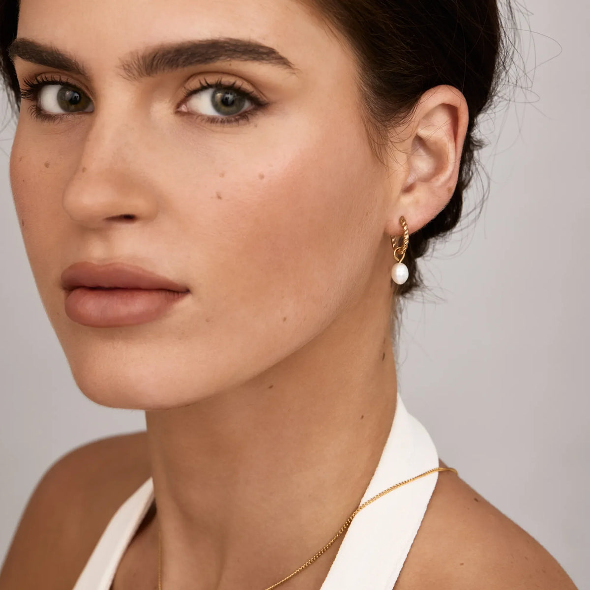 Mini Twisted Pearl Hoops