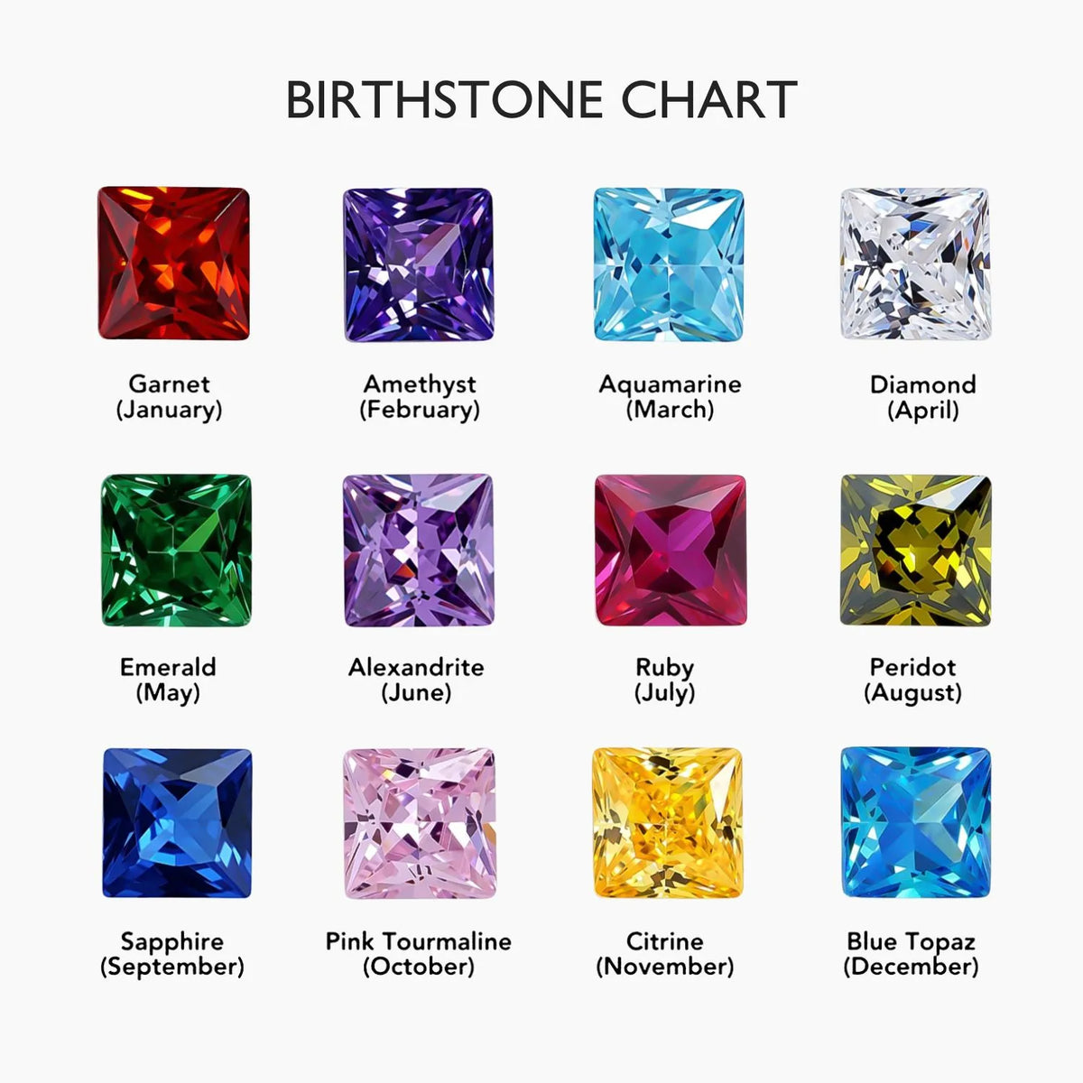 Baguette Initial Birthstone Necklace
