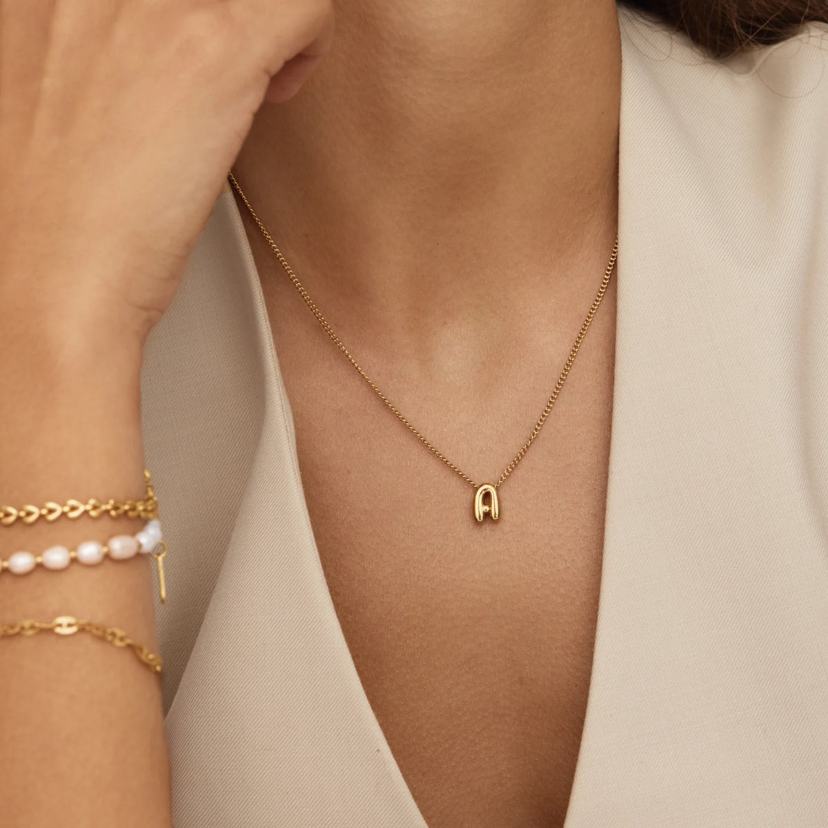 Bubble Initial Charm Necklace