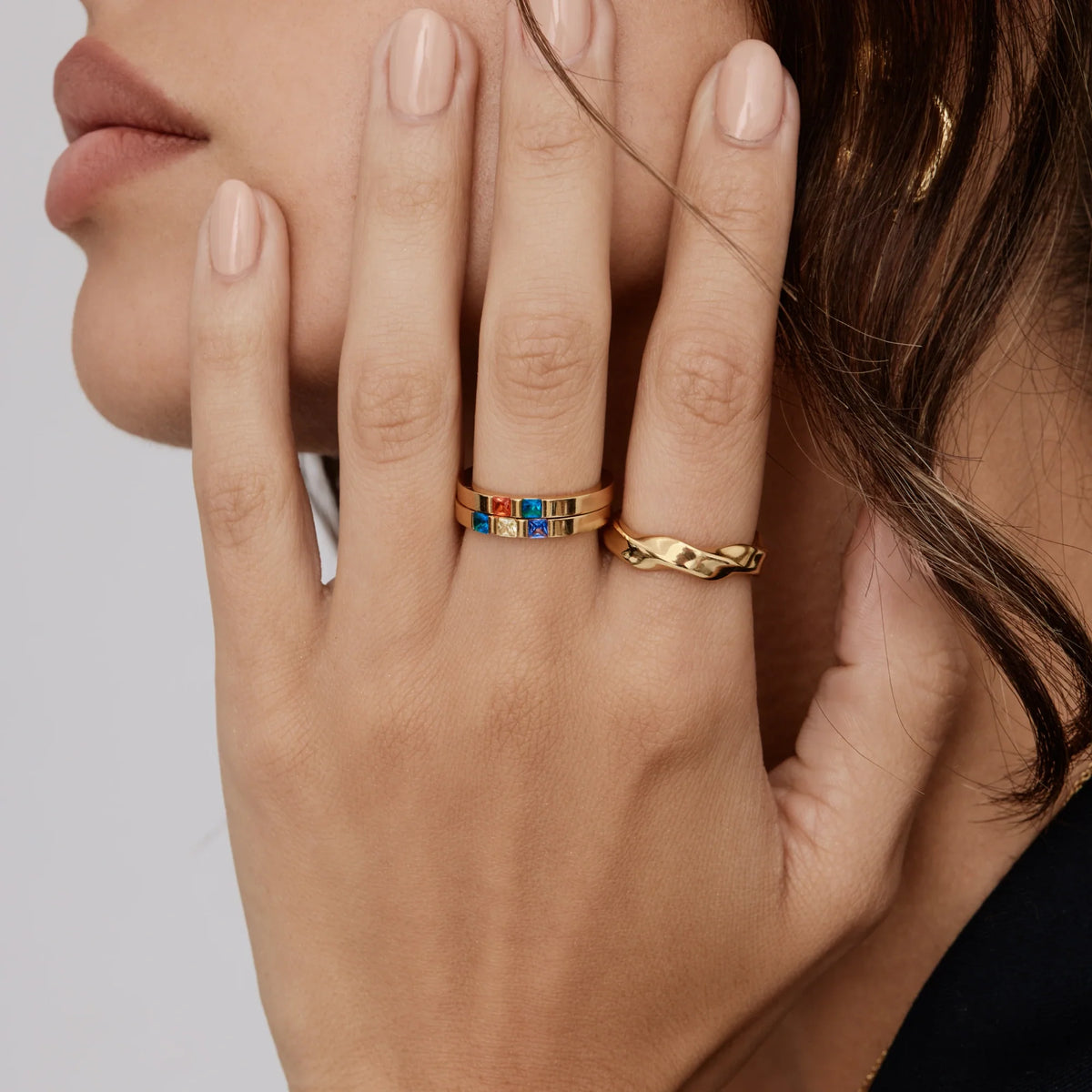 Princess Cut Birthstone Band Ring