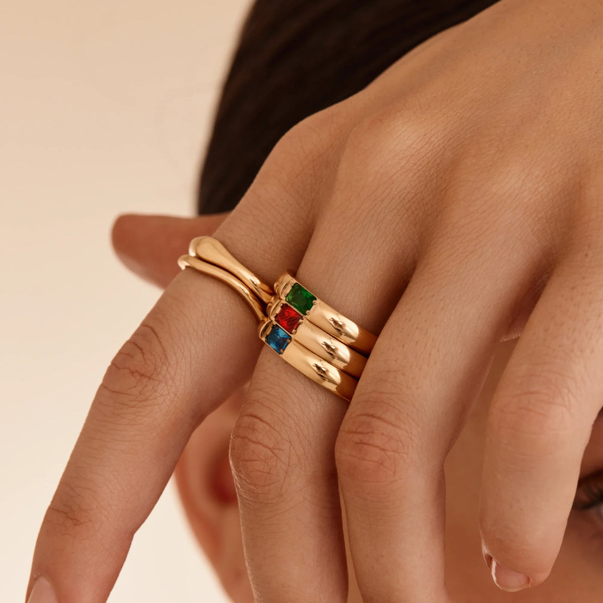 Baguette Birthstone Band Ring