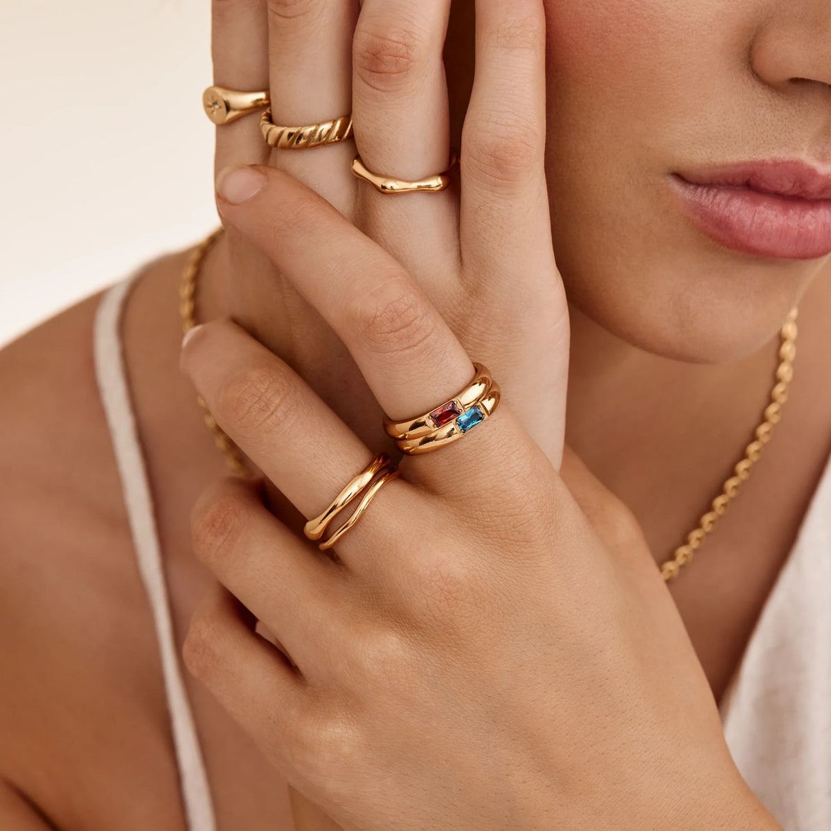 Baguette Birthstone Band Ring