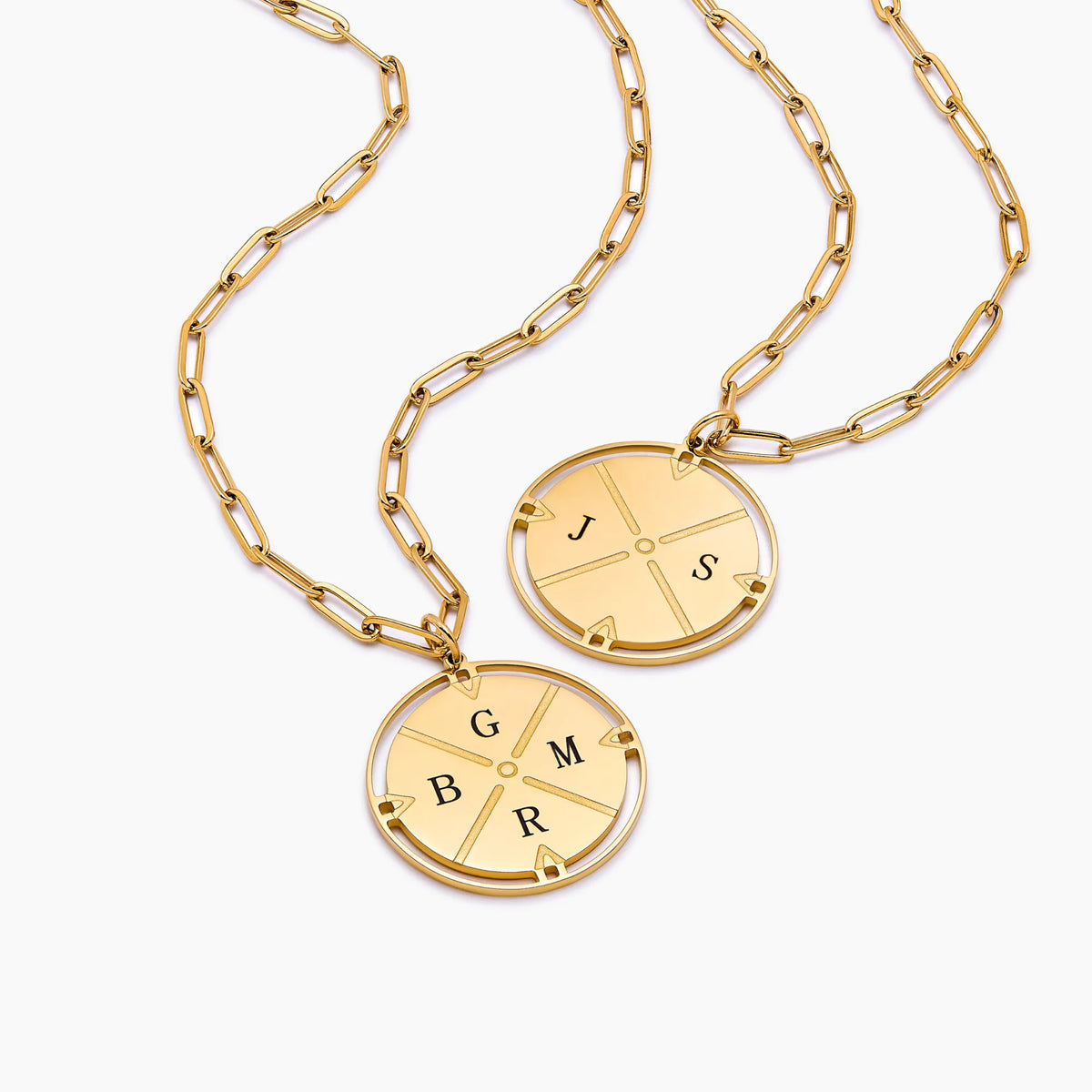 Engraved Initial Compass Necklace